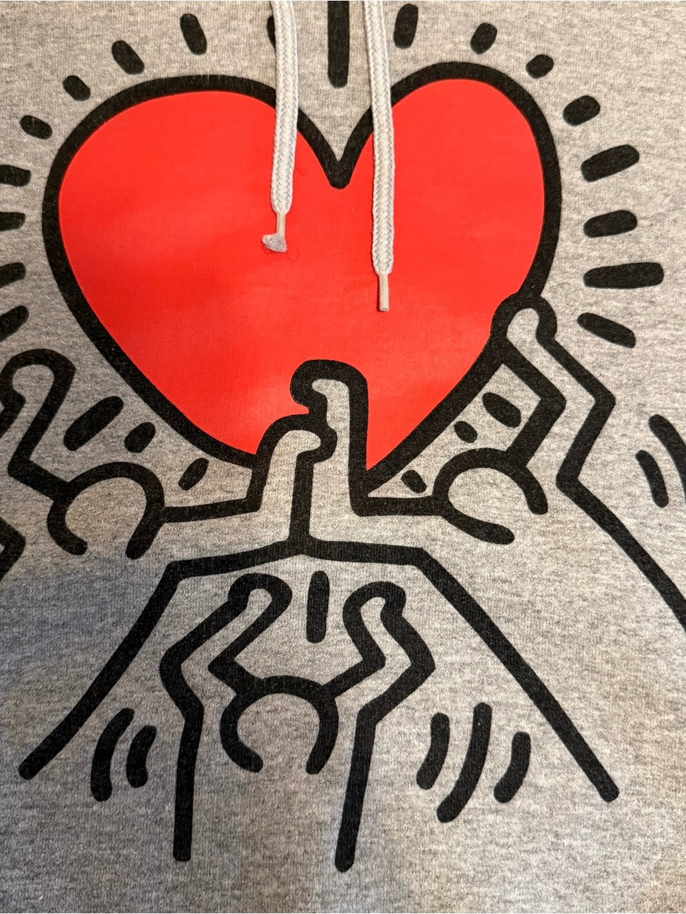Gray Hoodie with Red Heart Graphic